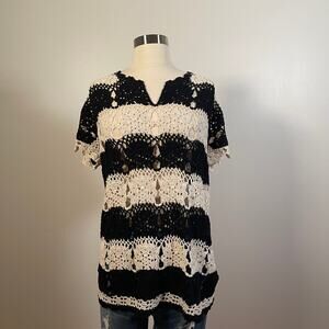 Free People • Striped Knit Crochet Tunic Top